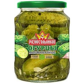 Огурцы маринованные целые 6-9 см 680г, Разносольников