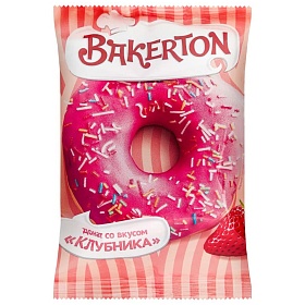 Донат Клубника розовая глазурь и цветная посыпка (58г х 32 шт) Bakerton (в инд. уп.) зам.